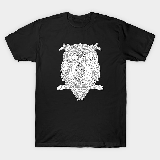 Owl Mandala T-Shirt by Tipu Sultan